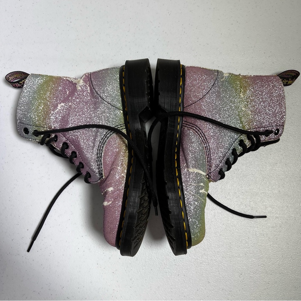 Doc Martens Pascal Rainbow Glitter Combat Boots S… - image 5